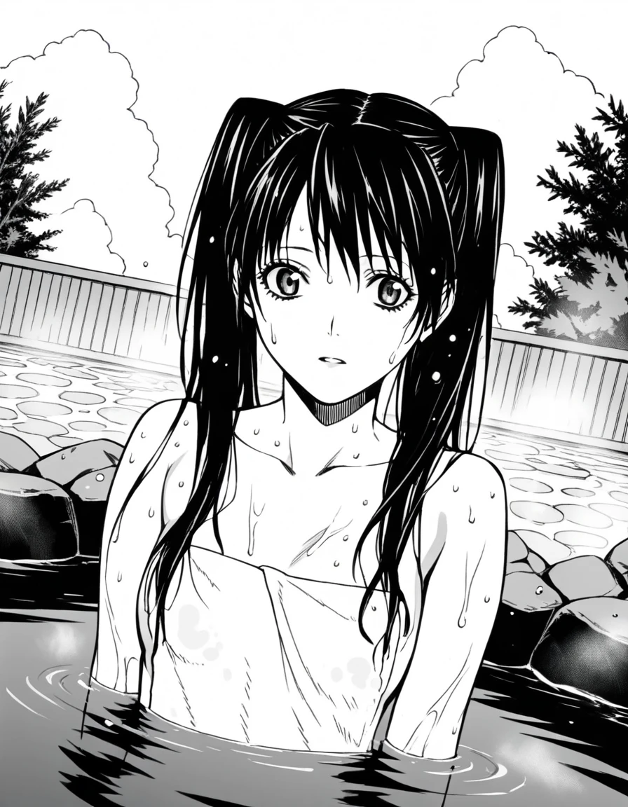 score_9, score_8_up, score_7_up, source_anime,
lenaleelee, <lora:lenalee-lee-manga-ponyxl-lora-nochekaiser:1>,
lenalee lee, long hair, bangs, twintails, monochrome, greyscale,
nude, naked, 
outdoors, onsen, towel, naked towel, steam, bathing, nude cover, partially submerged, water, bath, steam censor, wet towel,
looking at viewer, solo, cowboy shot, dutch angle,