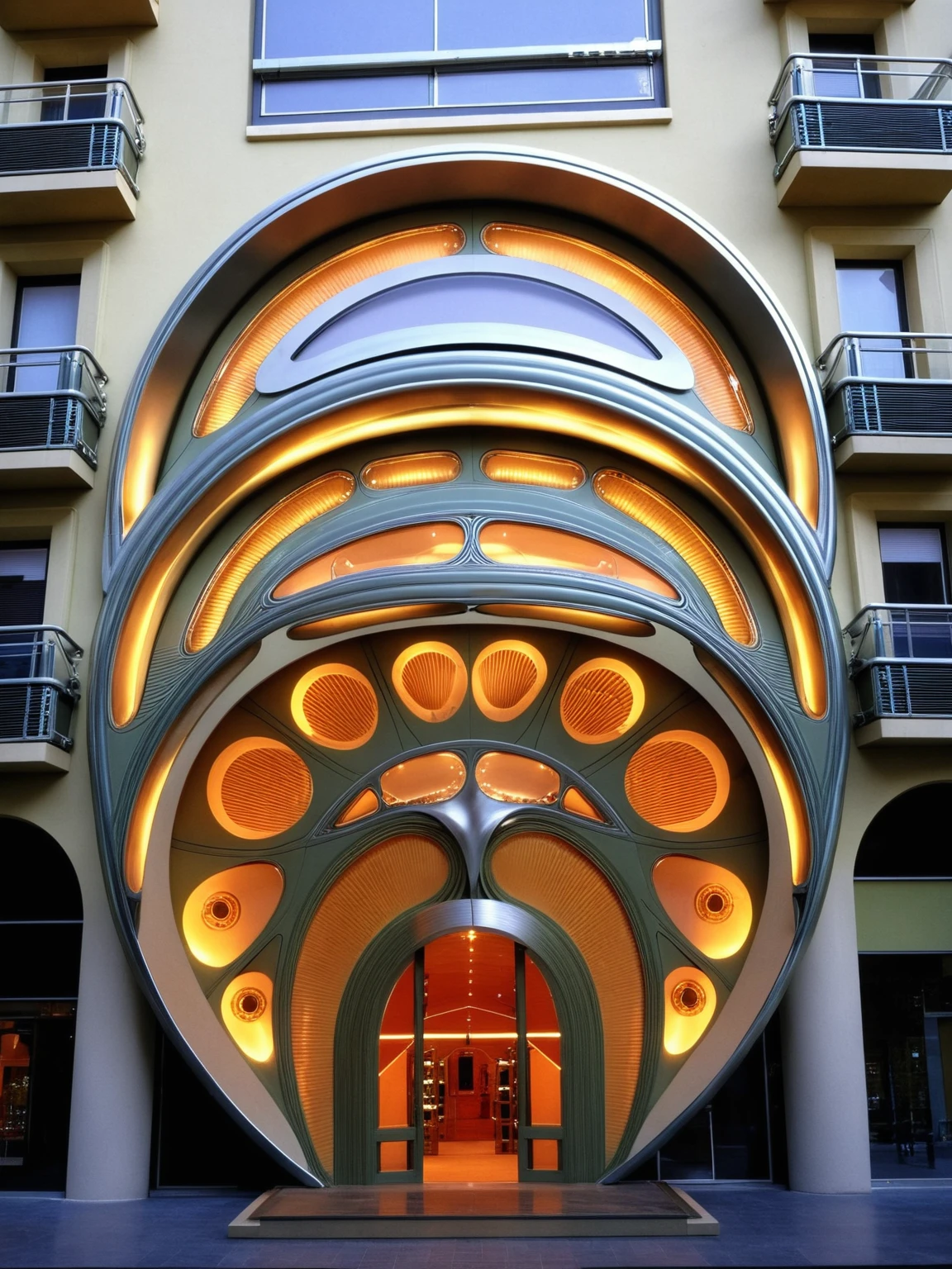 <lora:JJsRetroFuturism_XL:1>, ((Retro Futurism)), ((masterpiece)), ((best quality)), real world location, realistic, high detailed, (outdoor) , no human, building, street,