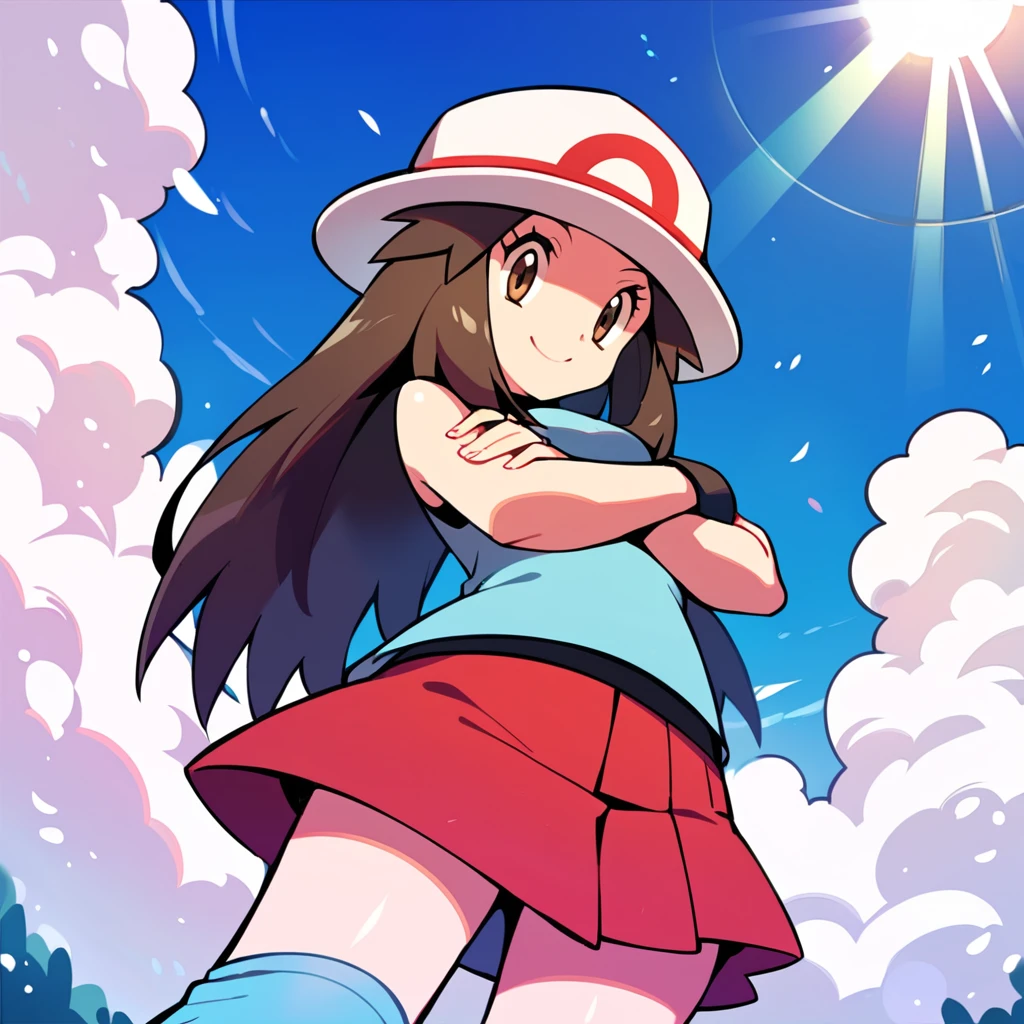 pokemon leaf, visible thighs, red skirt, blue shirt, brown eyes, loose socks, white footwear, upskirt, white panties, body shape, chubby thighs, thick thighs, scared, in a dark cave, crying, drunk, nsfw, portrait,hidden gem, mysterious atmosphere,cold,enigmatic lighting,loneliness,shivering,beautiful girl,alone in a cave,rough texture,subtle shadows,sharp edges,winter chill,shimmering ice,soft glow,frosty breath,lost in the darkness,hauntingly beautiful,content expression,frozen silence,solitude,captivating eyes,crystal formation,damp walls and floor,contrast of light and darkness,rippling underground river,distant sound of water droplets,stalactites and stalagmites,delicate features,cold stone walls,ethereal beauty,whispering wind,sense of mystery and anticipation,a flickering candle,emerald reflections,quiet contemplation