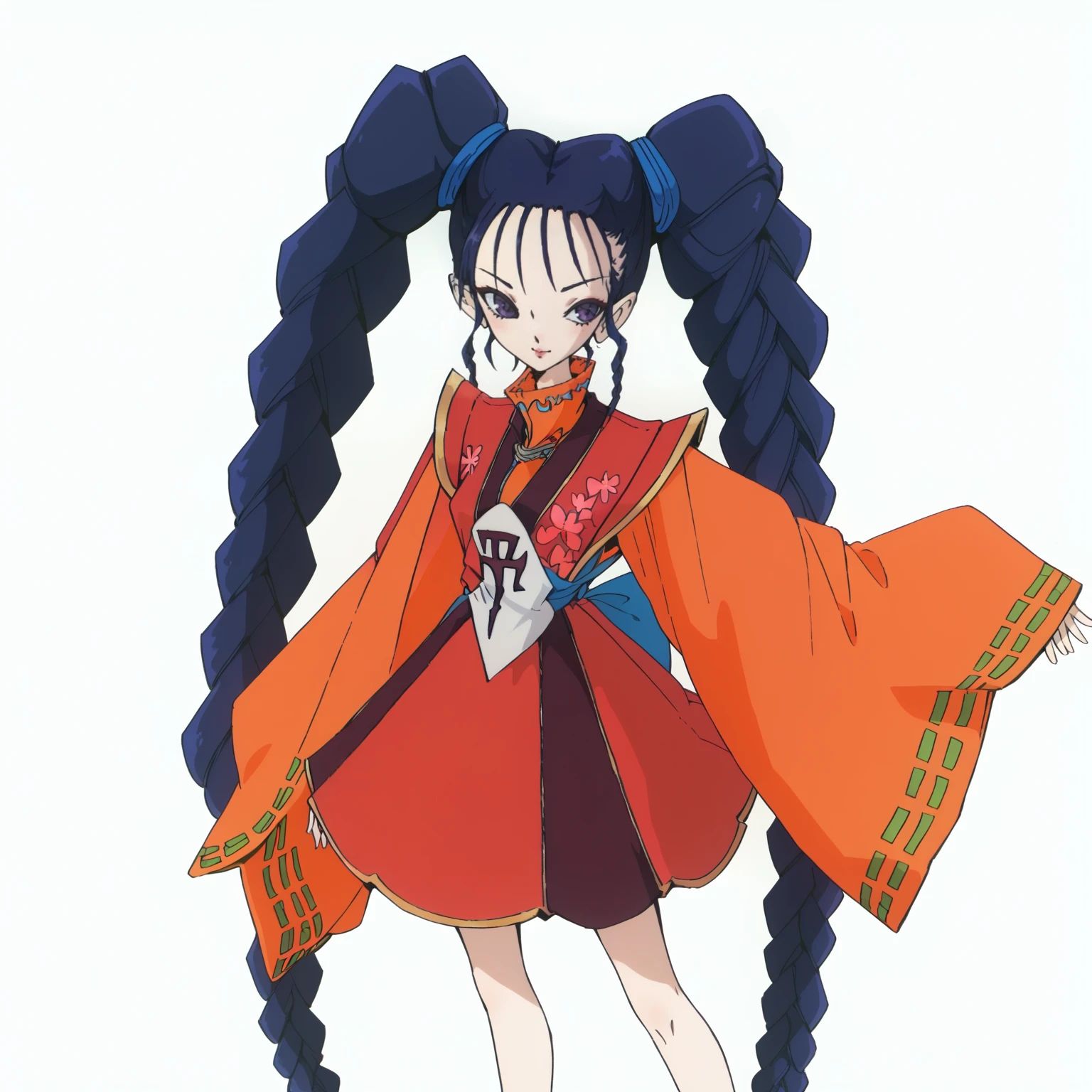 <lora:PrincessTIGHTNAVENXLpony001>,
solo,
PrincessTIGHTNAVEN,1girl,blue hair,twintails,twin braids,purple eyes,
red dress,wide sleeves,