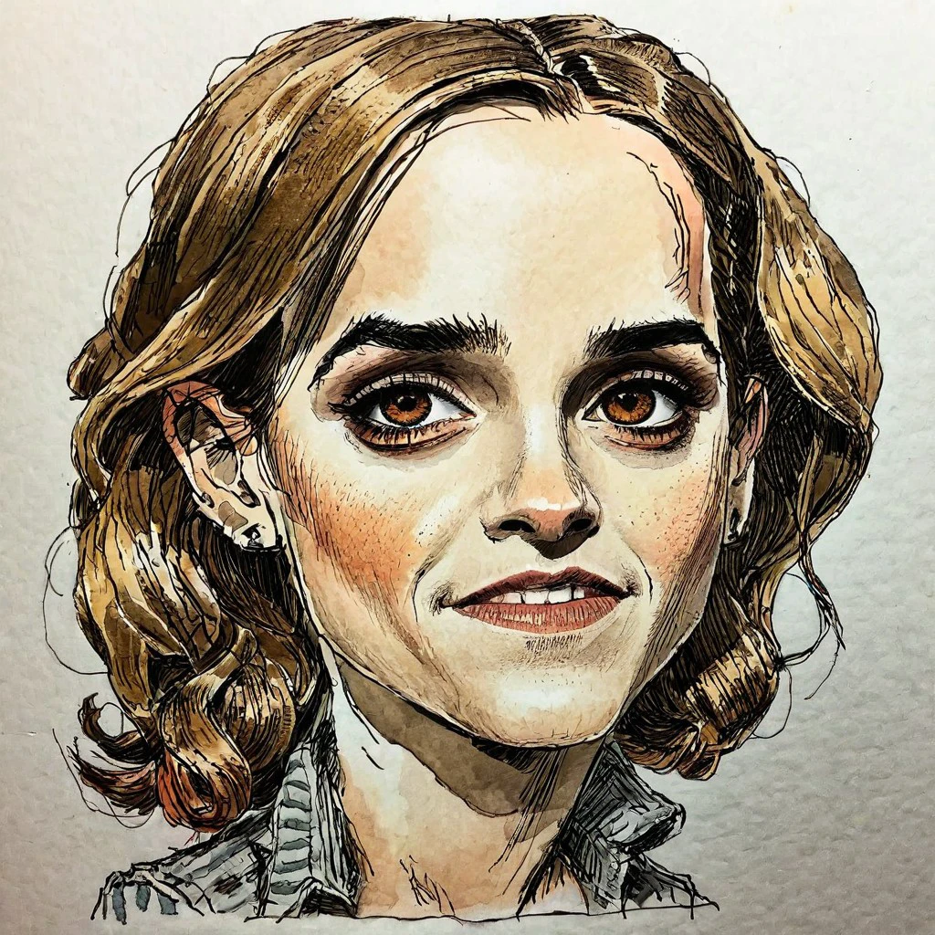 (extremely rough:1.5) (hand drawn:1.5) ink and color (sketch:1.5) of Emma Watson, sexy, caricature in cuneo style, (full character:1.4), (irregular lines:1.5), complete outfit, candid pose, extremely detailed, (surreal:1.5), paper texture background <lora:Cuneo_Style_XL_LyCoris_v1.6:1> <lora:add-detail-xl:0.4>