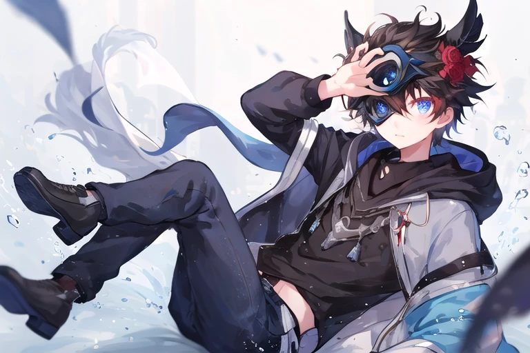 1 boy wearing a mask, <lora:masks_1-000001:0.8> mask