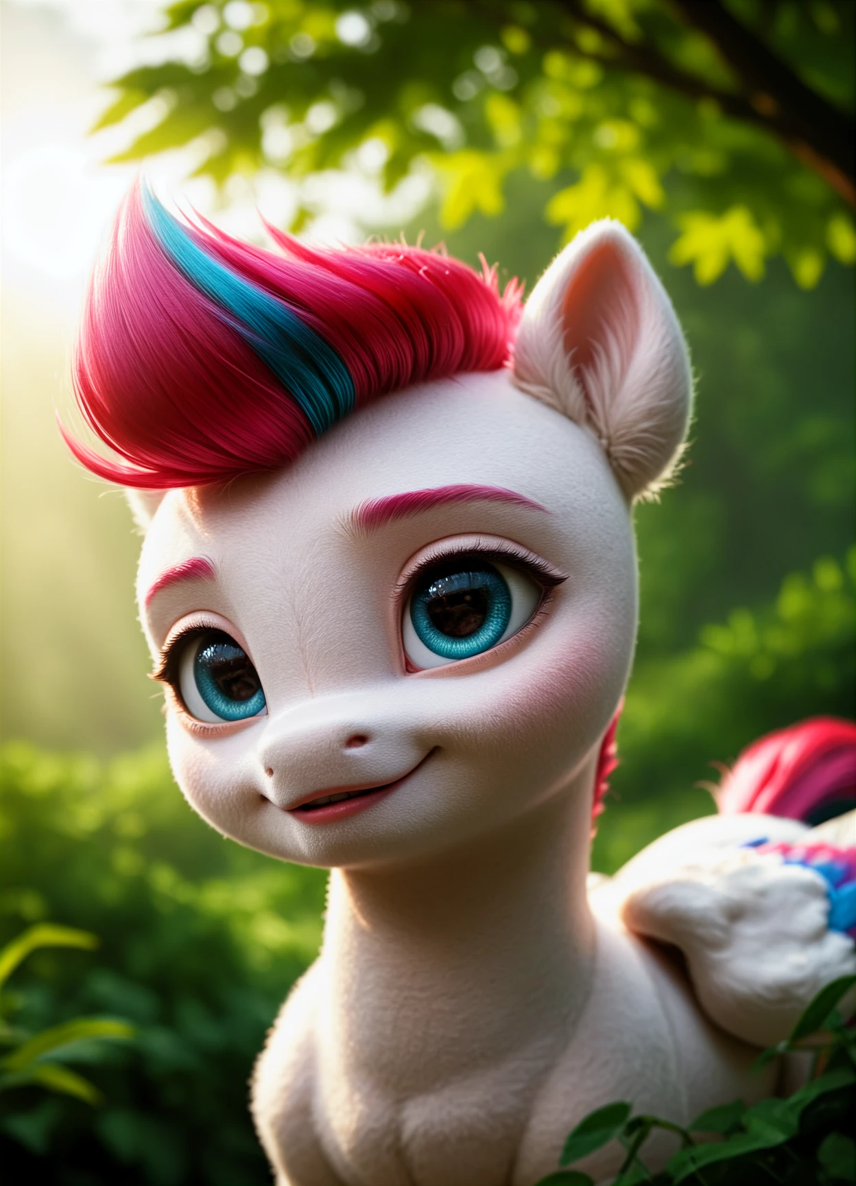 score_9, score_8_up, score_7_up, rating_safe, Zipp Storm, ((cute, little, fuzzy pony, fur)), (high quality, detailed, beautiful), shiny, adorable face, detailed beautiful eyes, diadema, sunlight, realistic, outstanding, countershading, detailed soft lighting, ear fluff, hoof on face, cinematic vintage photography