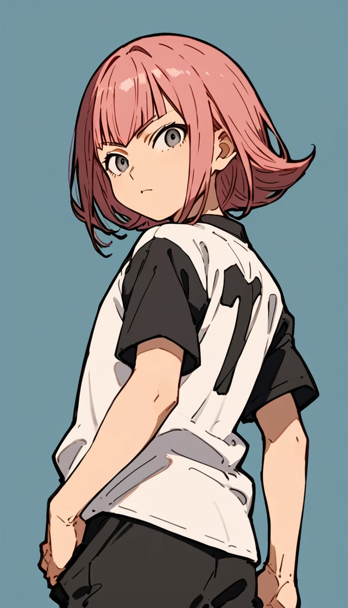score_9, score_8_up, score_7_up, score_6_up, score_5_up, score_4_up, source_anime, simple background, from side, from behind, pose, multiple views, <lora:pony_outline_lbw_5x:0.3>, 1boy, shimozuru arata, pink hair, grey eyes, <lora:Shimozuru_Arata:0.8>