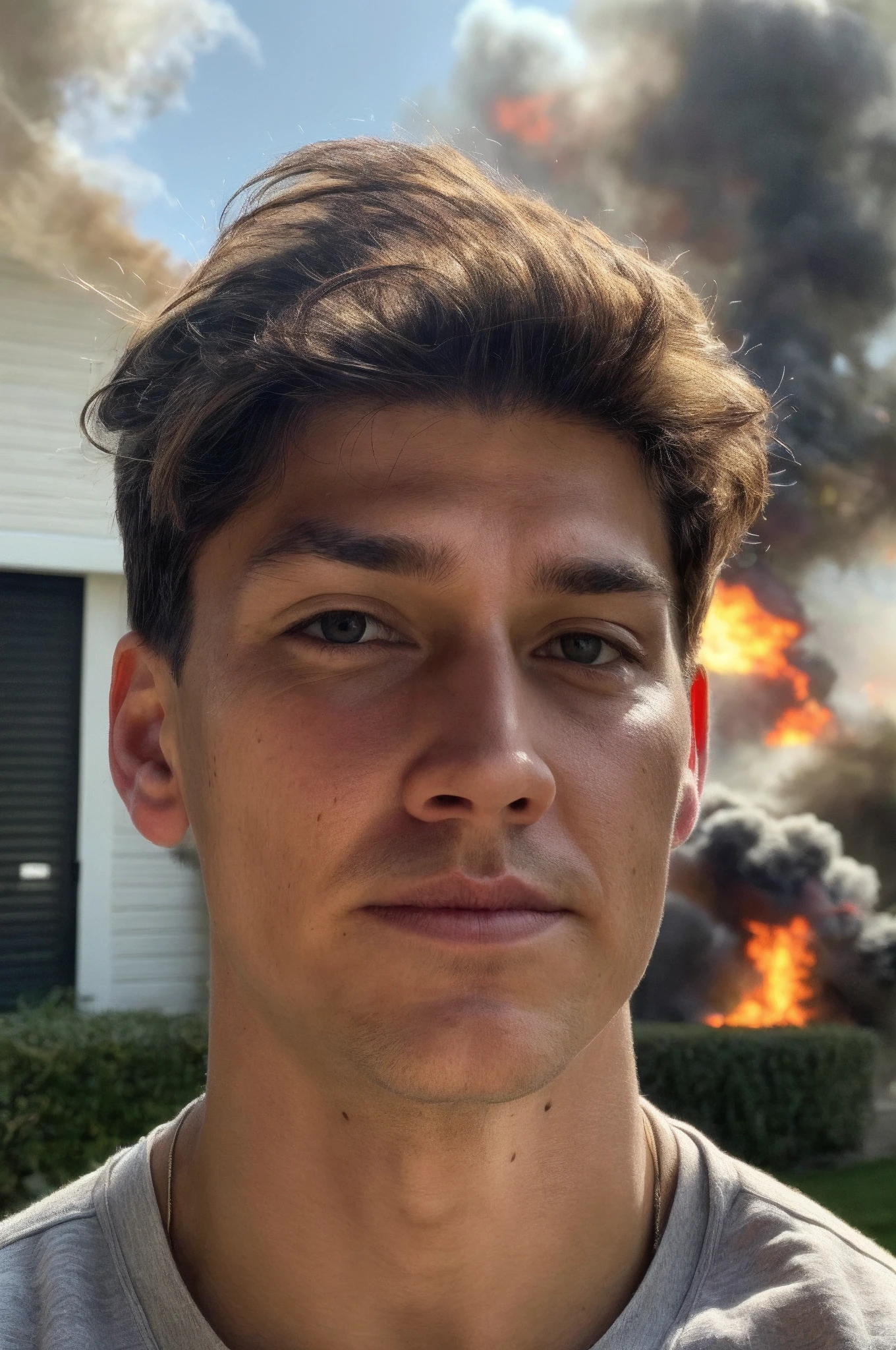 Man takes selfie of a disaster accident