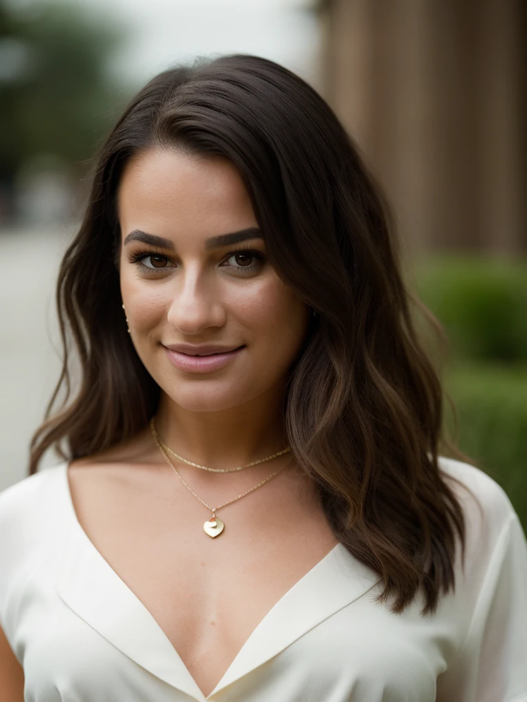 Realistic photo of a beautiful l34m1ch3l3 woman, 1girl, solo, long hair, looking at viewer, smile, brown hair, (((white shirt))), black hair, brown eyes, jewelry, upper body, necklace, lips, wavy hair, realistic, soft Lighting, professional Photography, Photorealistic, detailed, RAW, analog, sharp focus, 8k, HD, DSLR, high quality, Fujifilm XT3, film grain, award winning, masterpiece<lora:l34m1ch3l3:1.0>