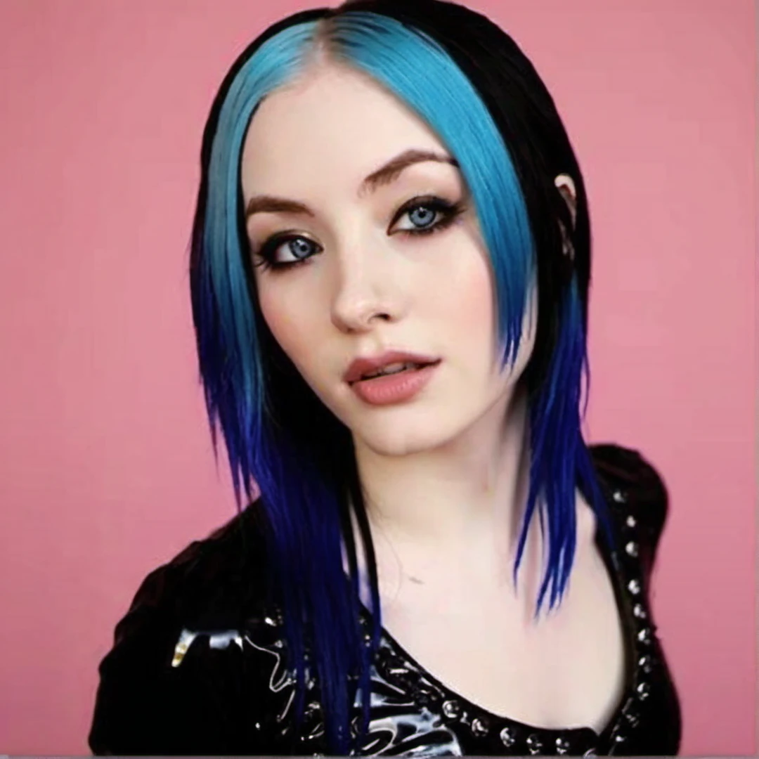 <lora:Anna_Sawai-000007:0.75> annas4w4i Long Emo Hairstyle, Emo Hairstyle,extremely pale skin, makeup, blue eyes, glossy black latex clothes,