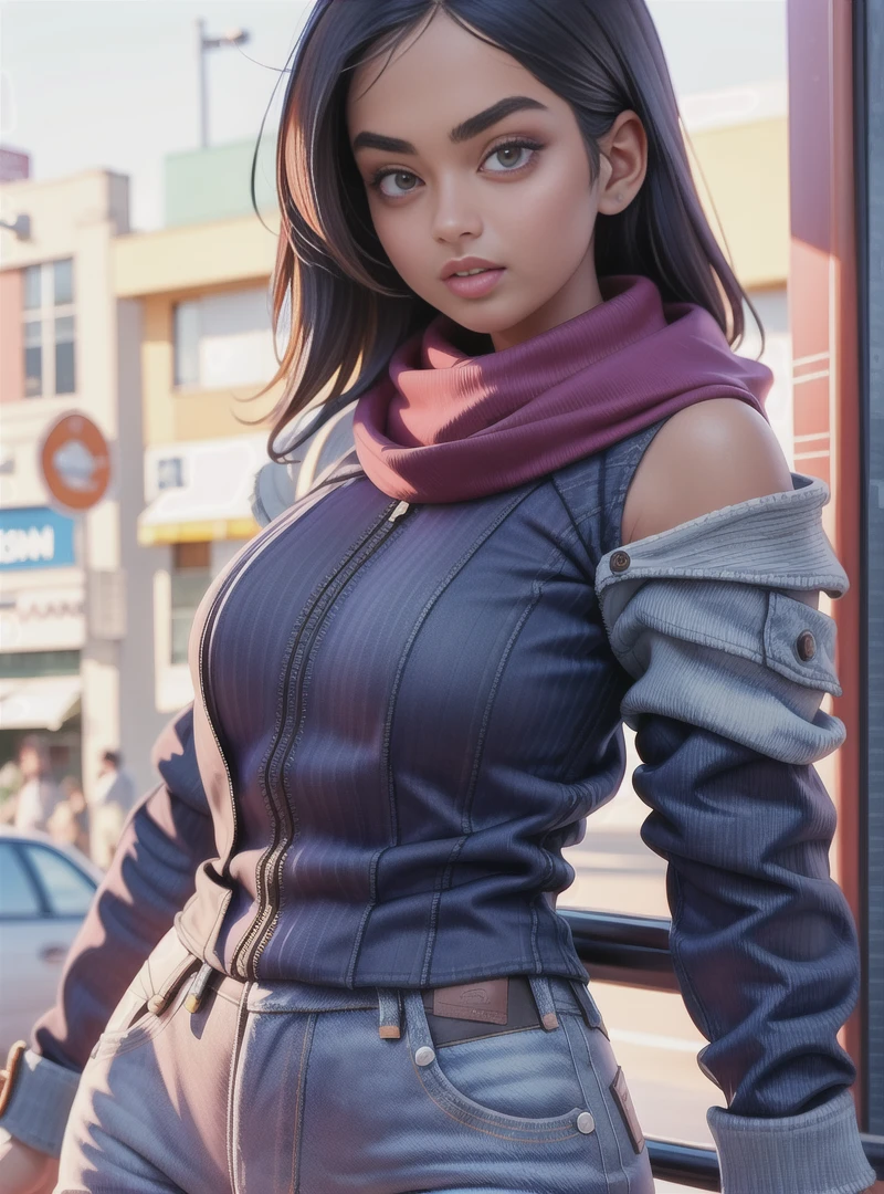 (Jeans, turtleneck, scarf, jacket, standing, upper_body:1.5), <lora:ShevonneD:1.3> ShevonneD, (best quality, masterpiece:1.2), photorealistic, ultra high res, intricate detail, Exquisite details and textures