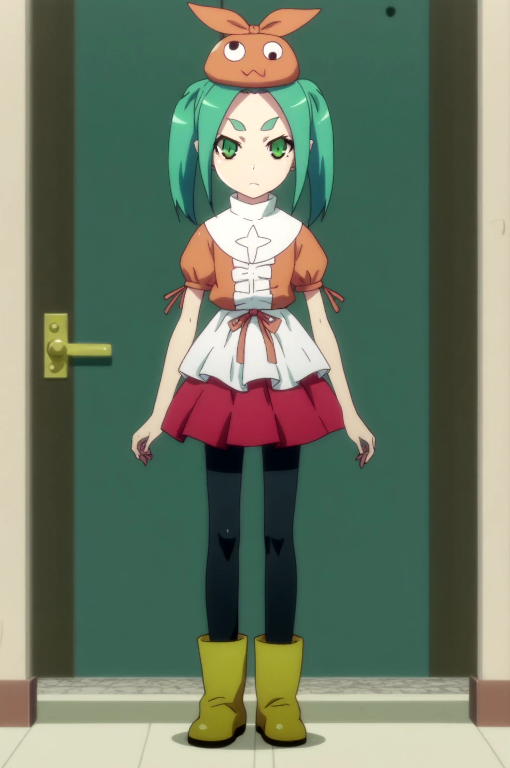 bakemonogatari style, rating_safe, score_10, score_8, sharp, anime screencap, flat colors, flat shadows, ononoki yotsugi <lora:Bakemonogatari-multiple_characters-PDXL:0.8>
