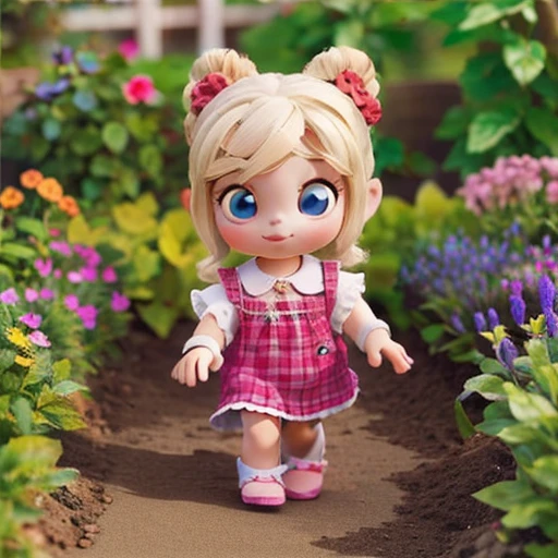 best quality, ultra high res, detailed face, realistic face, RAW photo, 
a park, standing, british girl,   5 years old, ded face, rounded glasses, smile, light blonde hair:1.1, detailed hair, short curly hair, shoes, baby shoes, dress, summer_dress, simple dress, light bright dress, cute baby dress, floral d, (cheerful, energetic, happy:1.4), blue eyes, hair small clip with pink and yellow flower,