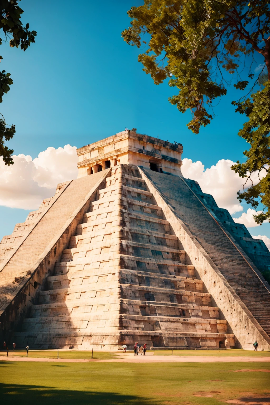 ((masterpiece, best quality)), <lora:Chichen_Itza:0.8>, high resolution, highly detailed,    Chichen Itza, flower, day, blue sky, no humans, traditional media, grass, building, stairs