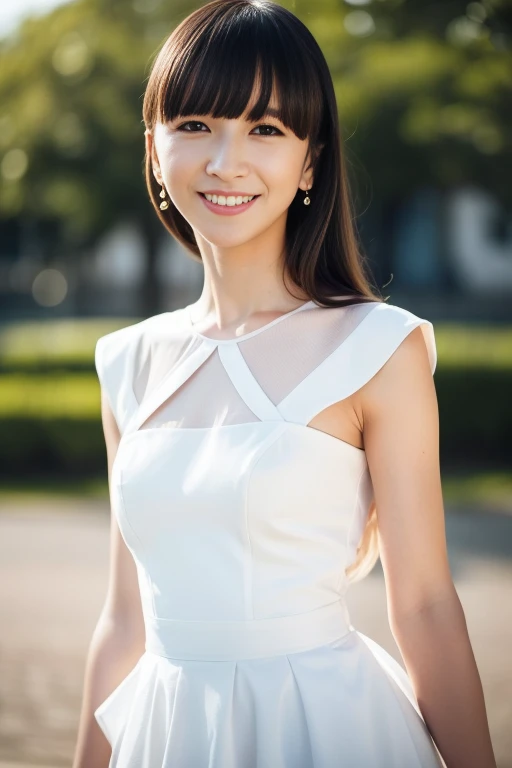 1girl,(RAW photo, best quality), (realistic, photo-realistic:1.4), masterpiece, an extremely delicate and beautiful, extremely detailed, 2k wallpaper, Amazing, finely detail, extremely detailed CG unity 8k wallpaper, ultra-detailed, highres, soft light, beautiful detailed girl, extremely detailed eyes and face, beautiful detailed nose, beautiful detailed eyes,cinematic lighting,perfect anatomy,slender body
wearing a white peplum dress,white skirt,(bokeh:1.2)
at a flower park,sakura flowers,flower garden,
,smile
 <lora:kashinoyuka_lora:0.8>