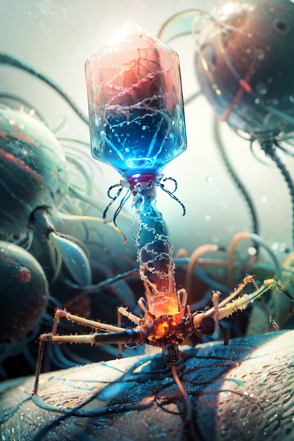 ((masterpiece,best quality)), absurdres,   <lora:Bacteriophage:0.8>,  Bacteriophage, blurry, no humans, tentacles,