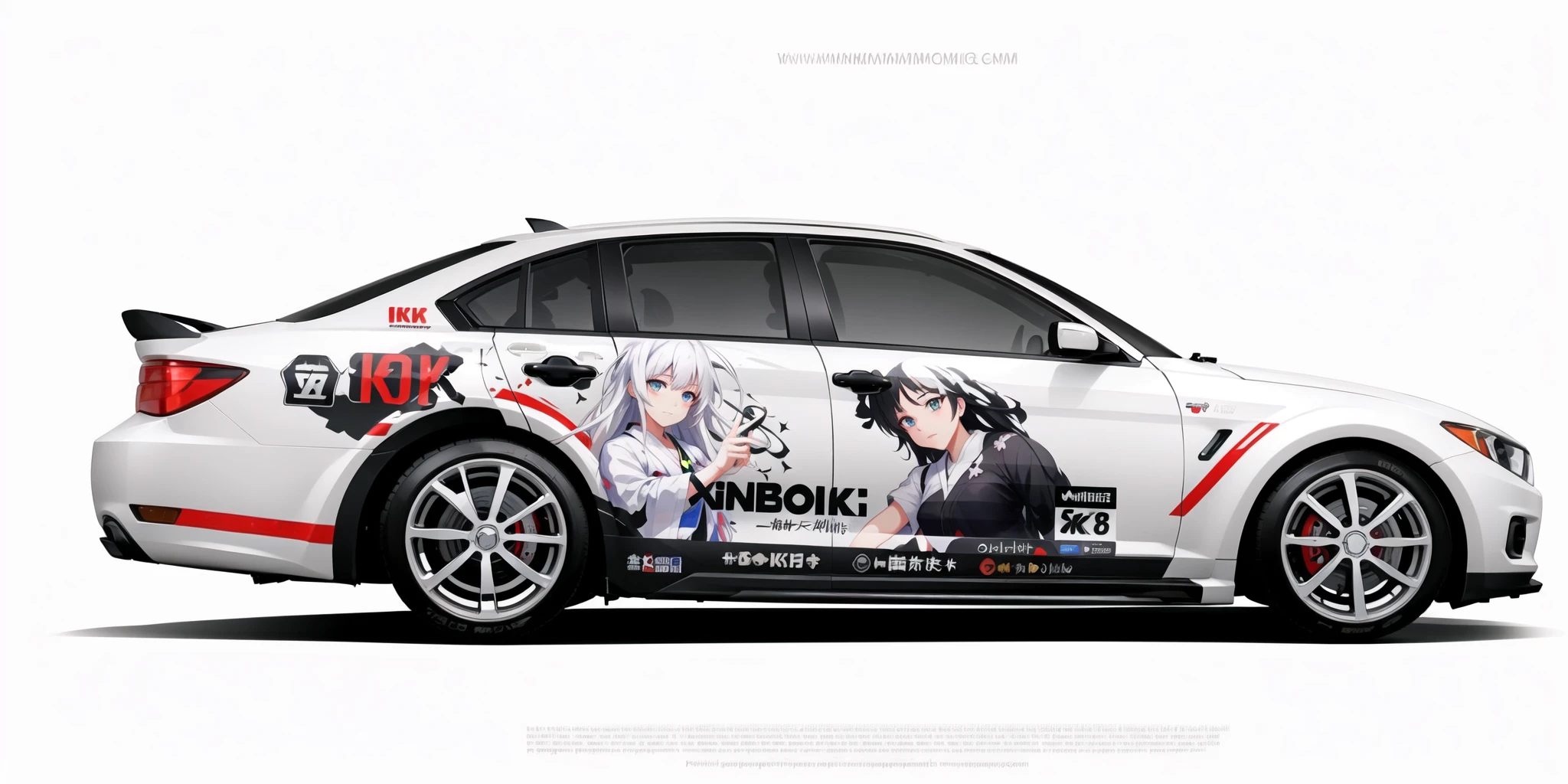 itasha design,(masterpiece:1.2),(best quality:1.2),(1car:1.1),ground vehicle,(sports car:1.3),(vehicle focus:1.2),(white background:2.1),(simple background:1.7),(extremely detailed CG unity 8k wallpaper:1.6),(masterpiece, top quality, best quality:1.5),colorful,1girl,portrait,(delicate eyes and face:1.2),volumatic light,(extreme detailed:1.2),(realistic, photo-realistic:1.27),(CG:1.1),unity,(wallpaper:1.3),colorful,(highest detailed:1.3),(looking at viewer:1.1),solo,logo,(english text:0.3),japanese clothes,close-up,<lora:itashadesign:0.55>,