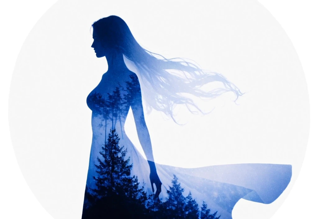 (Double Exposure), high key photo of a woman superimposed vertically with an image of a silhouette of herself. Beautiful, ethereal, mystical. 
<lora:Double-Exposure-000008:1>