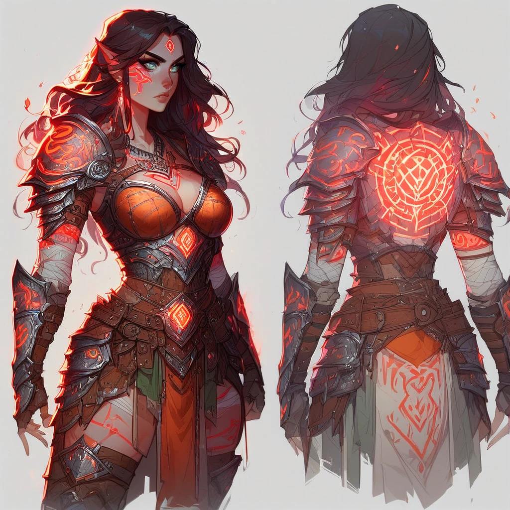 score_9, score_8_up, score_7_up, flashfire glowing runes, woman wearing glowing rune armor, glowing rune armor, detailed background, tribal runes, realistic concept art,