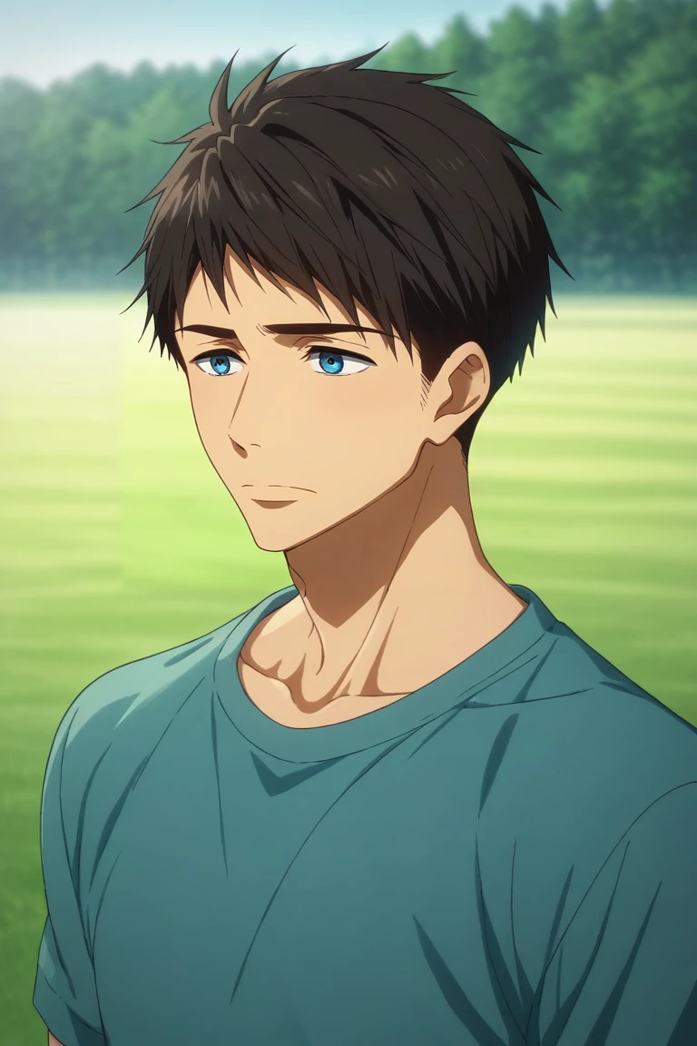 score_9, score_8_up, score_7_up, source_anime, rating_safe, , semi-realistic, , depth of field, 1boy, solo, male focus, <lora:sousuke_yamazaki_pony:0.94>, sousuke_yamazaki, black hair, blue eyes, short hair, upper body, field, noon, pose, nervous, ,, <lora:sdxl_lightning_8step_lora:1>