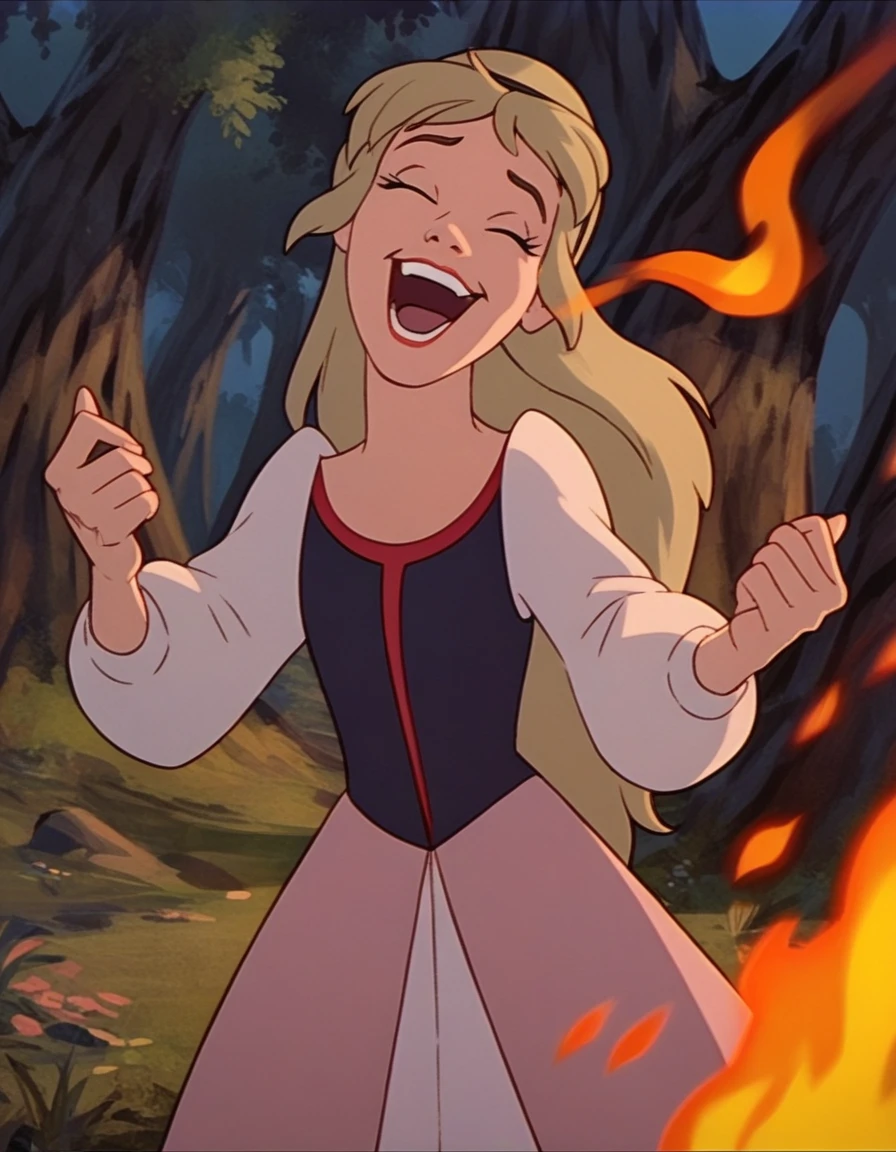 score_9, score_8_up, score_7_up <lora:eilonwy-ponyxl-000050:1> eilonwy, dress, hairband,
1girl, solo, laughing, burning, embers, forest, night