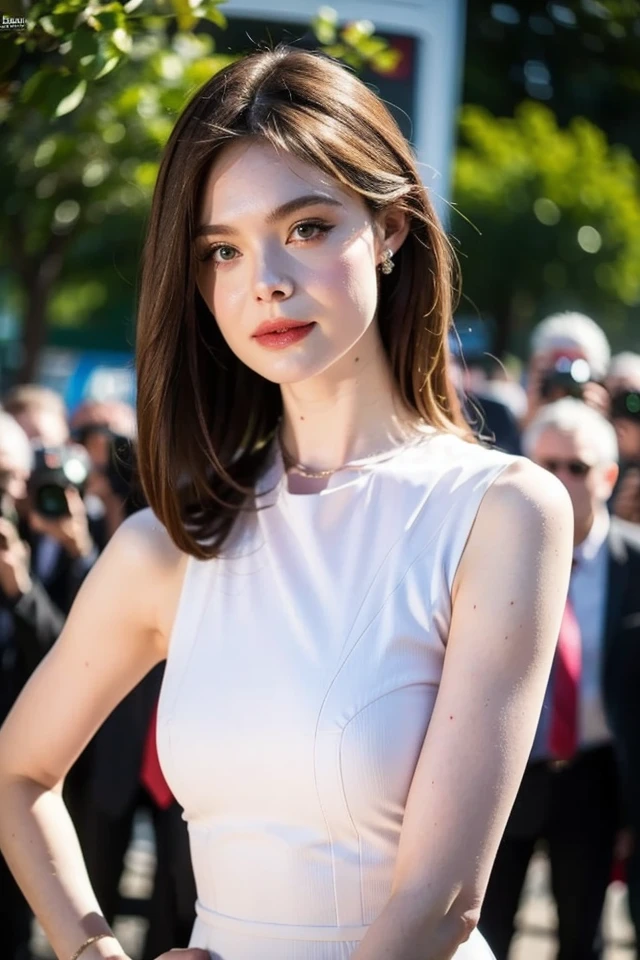 1girl,white dress,turtleneck,sleeveless,blurry background,sexy pose,best quality,masterpiece,illustration,an extremely delicate and beautiful,CG,unity,8k wallpaper,Amazing,finely detail,masterpiece,official art,extremely detailed CG unity 8k wallpaper,incredibly absurdres,huge filesize,ultra-detailed,highres,extremely detailed,beautiful detailed girl,realistic,outdoors,light contrast,,<lora:Elle Fanning_20240508044756:0.8>