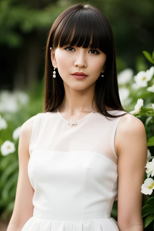 1girl,(RAW photo, best quality), (realistic, photo-realistic:1.4), masterpiece, an extremely delicate and beautiful, extremely detailed, 2k wallpaper, Amazing, finely detail, extremely detailed CG unity 8k wallpaper, ultra-detailed, highres, soft light, beautiful detailed girl, extremely detailed eyes and face, beautiful detailed nose, beautiful detailed eyes,cinematic lighting,perfect anatomy,slender body
wearing a white peplum dress,white skirt,(bokeh:1.2)
at a flower park,sakura flowers,flower garden,
 <lora:kashinoyuka_lora:0.8>