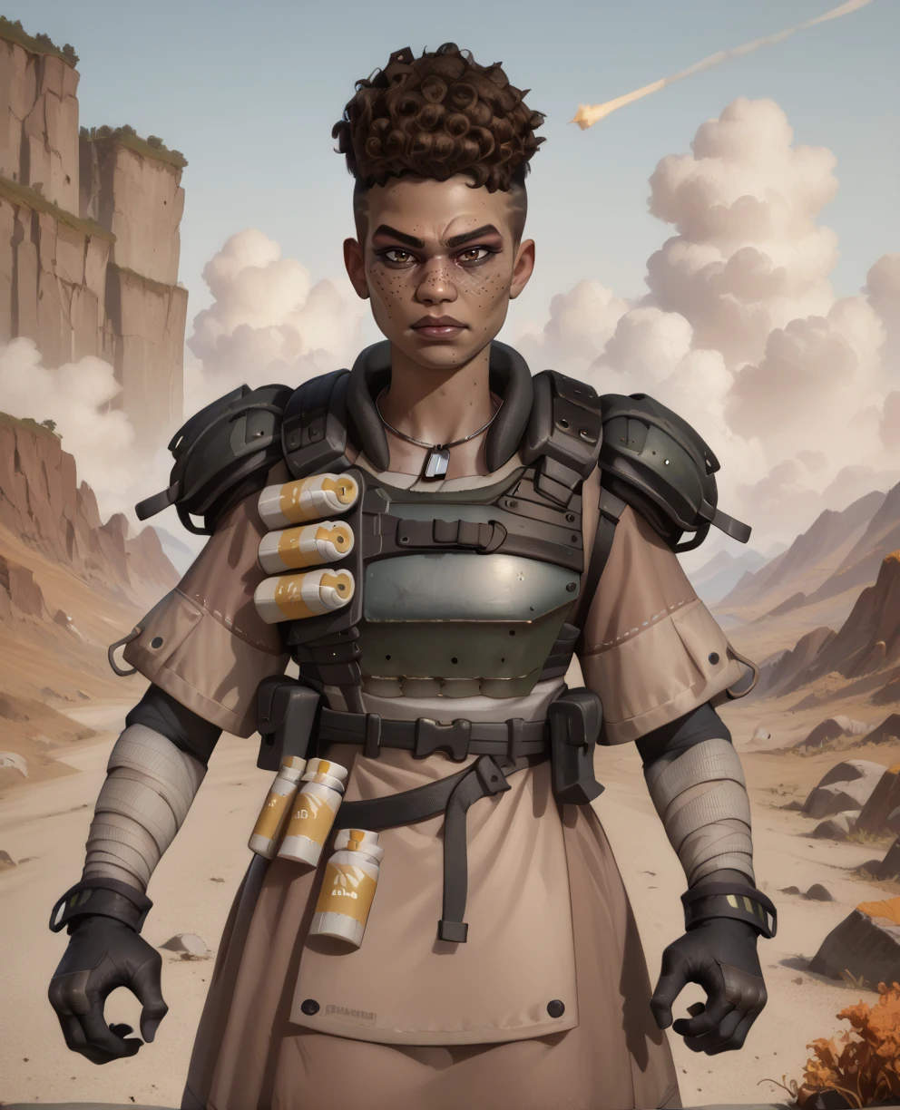 score_9,score_8_up,score_7_up,score_6_up,
BangaloreXL,brown eyes,freckles,
short curly hair,gloves, arm bandages, skirt,
standing,grenades,
tactical armor,g unic,black gloves,shoulder armor,dog tags,looking at viewer,
smoke trail in background,plains,<lora:Bangalore:1>,