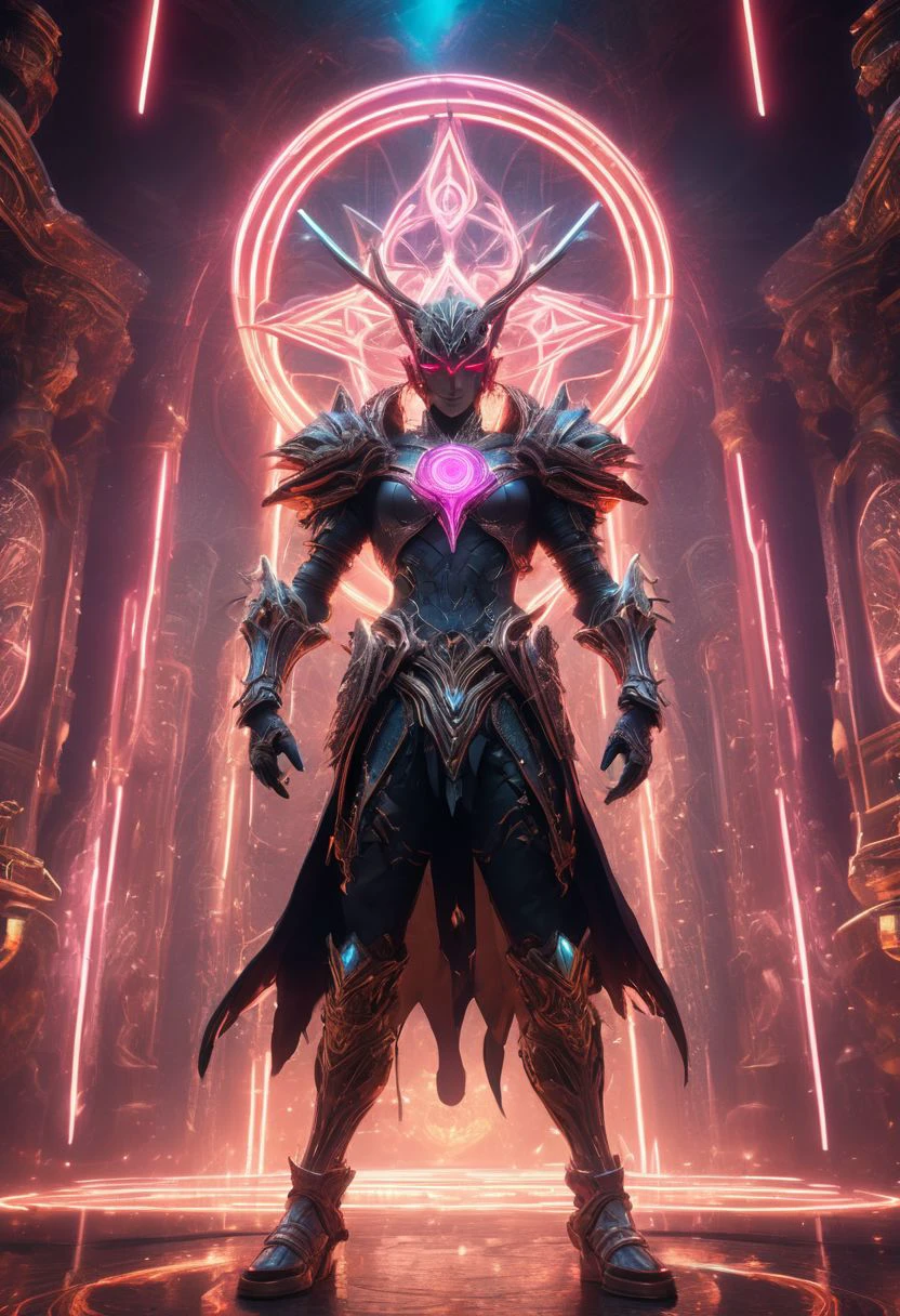 Standing, 1man ,dual wielding, Witchcraft, Neon Punk, (((beautiful, symmetrical eyes, symmetrical face, over-shoulder view, magical background fantasy, beautiful, masterpiece, extremely highly detailed, focused flash photo, amazing quality, best quality, hyper detailed, ultra detailed, HDR, UHD, perfect anatomy, depth of field, dramatic light, detailed atmosphere, volumetric light, high resolution, 8k, highly detailed, photorealistic, dramatic lighting, high quality, exquisite details, delicate atmospheres, intricate details, highly detailed textures))).