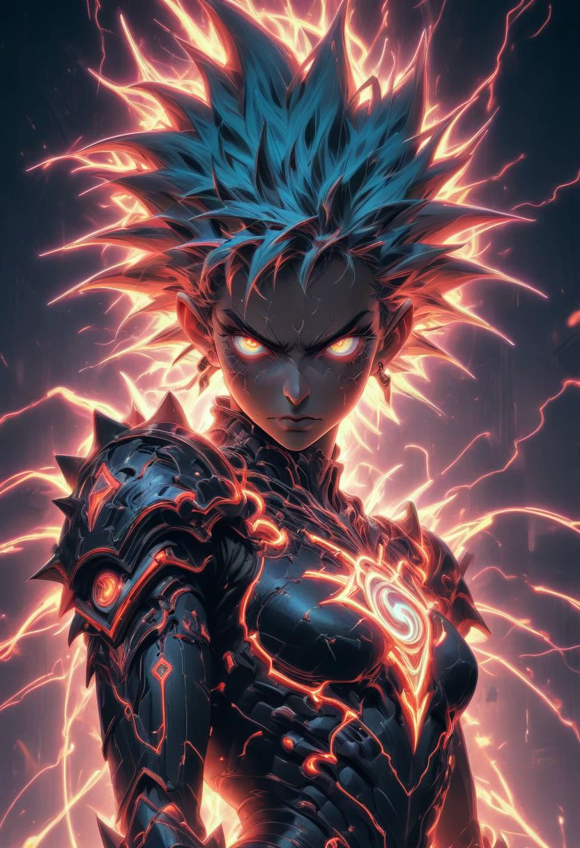 1girl, dual wielding, Witchcraft, Neon Punk, (((beautiful, symmetrical eyes, symmetrical face, over-shoulder view, magical background fantasy, beautiful, masterpiece, extremely highly detailed, focused flash photo, amazing quality, best quality, hyper detailed, ultra detailed, HDR, UHD, perfect anatomy, depth of field, dramatic light, detailed atmosphere, volumetric light, high resolution, 8k, highly detailed, photorealistic, dramatic lighting, high quality, exquisite details, delicate atmospheres, intricate details, highly detailed textures))).
