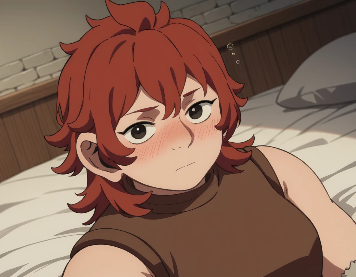 score_9, score_8_up, score_7_up, source_anime,
namari, <lora:namari-s1-ponyxl-lora-nochekaiser:1>,
namari, hair between eyes, red hair, black eyes, medium hair,
sleeveless, armor, turtleneck,
indoors, bed, bed room, on side, blush, drunk,
looking at viewer, solo, cowboy shot, dutch angle,