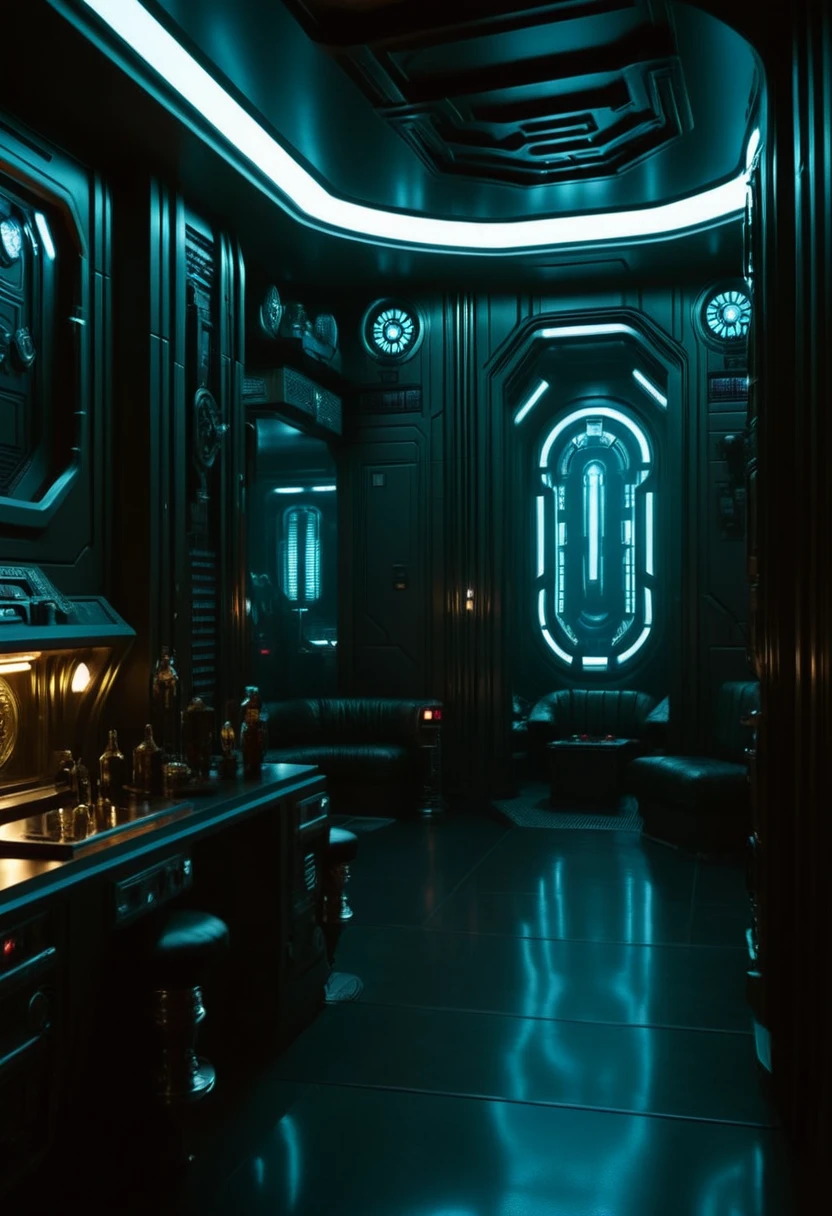 cinematic film still Cyberpunk Environments, interiors, stylized by Alan Moore and Soraya Saga, photograph, landscape of a (cyberpunk interior design:1.2) from inside of a Lunar colony, at Sunset, Graphic novels, Watchmen, V for Vendetta, complex narratives, Fantasy art, Japanese influences, ethereal, concept art, shadowrun, futuristic interior design, shallow depth of field, vignette, highly detailed, high budget Hollywood film, cinemascope, moody, epic, gorgeous,