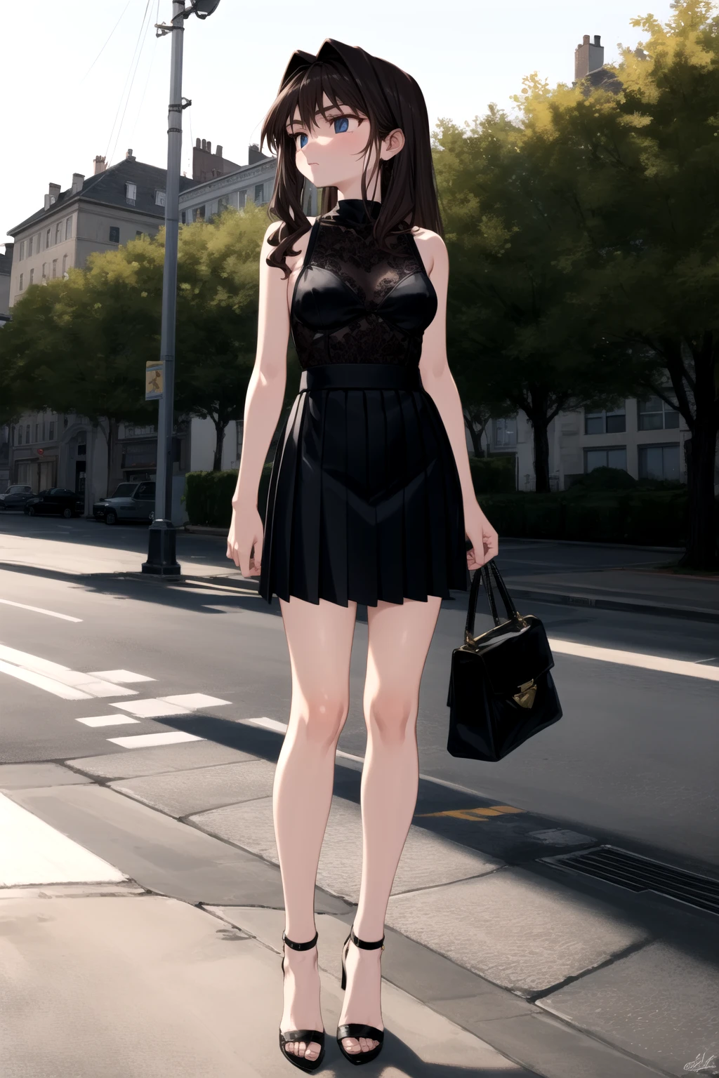 <lora:elisia_valfelto_v0.7:1>
1girl, elisia valfelto, pleated skirt, standing,v high heels, bare shoulders, crossed legs,, masterpiece, best quality, highly detailed