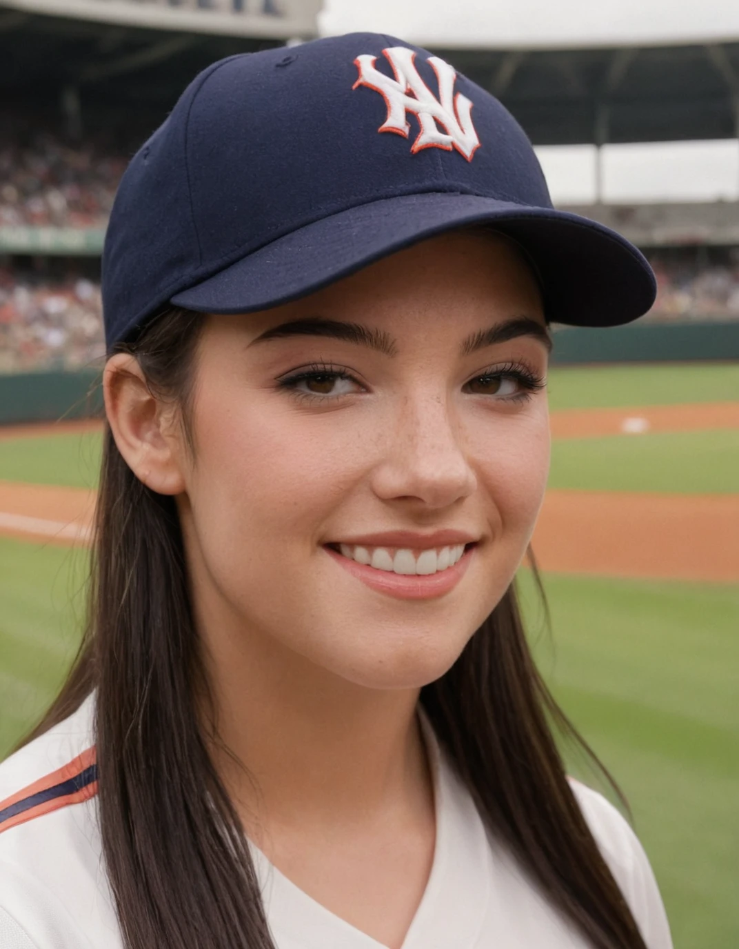 Katy Perry dressed as a smiling athlete
