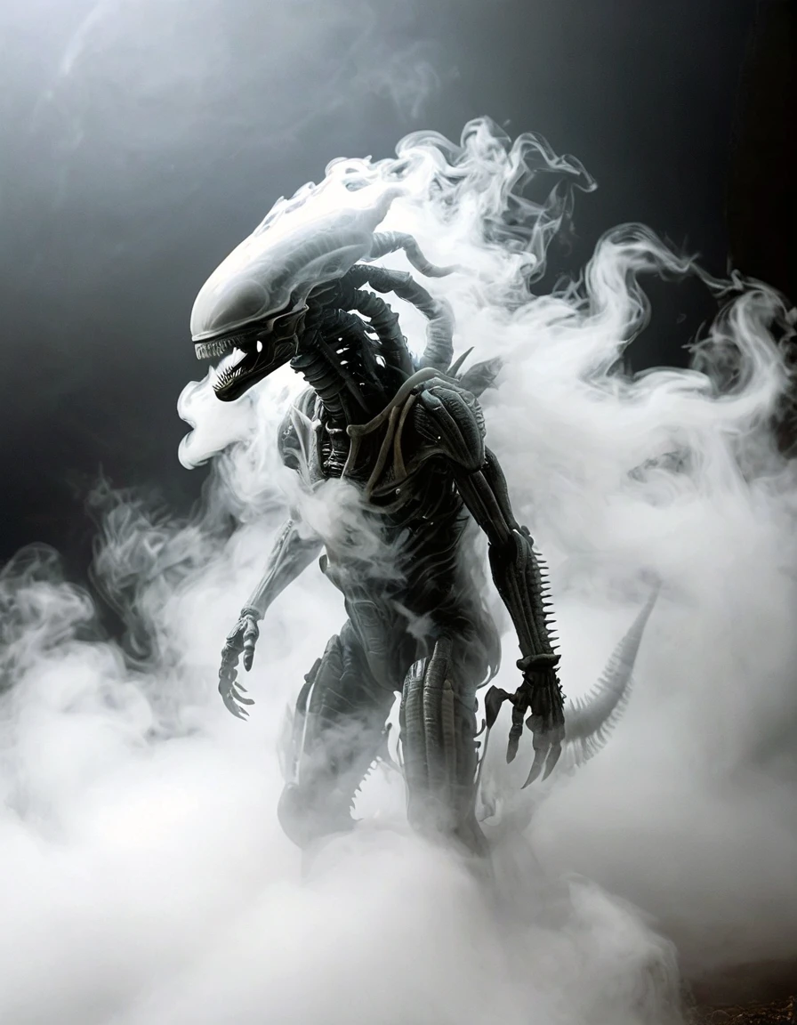 mdfg a fog xenomorph made of fog in a space ship<lora:fog_creatures_v4_4dim:1>