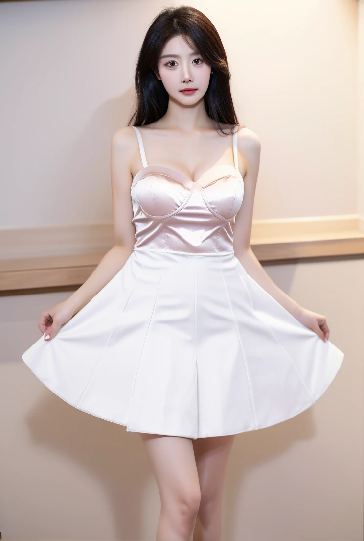 (masterpiece, best quality:1.4),finely detailed,1girl,solo,pale skin,perfect body,standing,(large breasts:1.3),<lora:æ§æç½è²åè¡£è¿è¡£è£6+ç¾å¥³-000008:0.8>,dress,killer,white bra,white dress,(cowboy_shot:1.2),