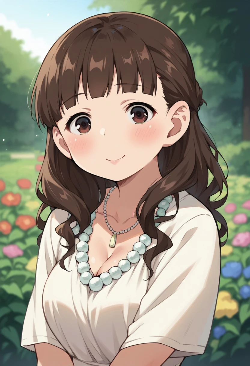 score_9, score_8_up, score_8, source_anime, 1girl, <lora:MarinaSugisaki:0.85> brown eyes, brown hair, long hair, white dress, cleavage, pearl necklace, naughty smile, blush,
garden, sunny day, blurry background,