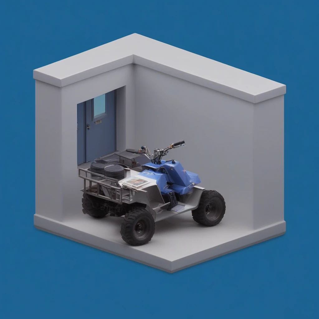 iszsks, no humans, ground vehicle, simple background, motor vehicle, window, building, door, blue background, no humans, isometric view, cutaway, diorama, isometric cutaway, cinematic lighting, masterpiece, best quality