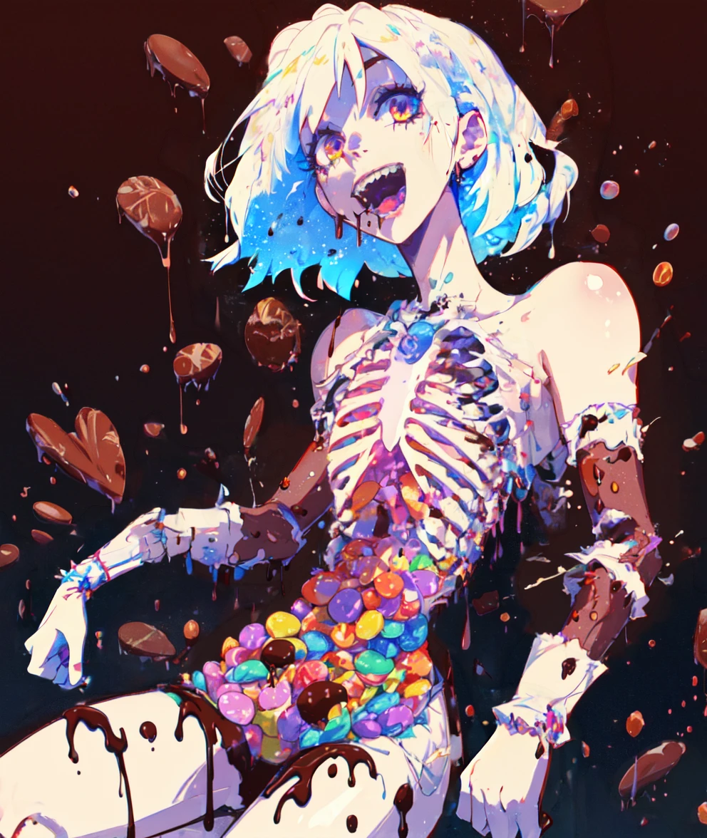 <lora:Candy gore:.8> cndyg0re, goo, sliced limbs: 1.5, exposed ribs, intestines, (chocolate), candy, woman, ecstatic, high quality, high resolution, hd wallpaper, detailed background, best quality,4k,8k,highres,masterpiece),HDR,