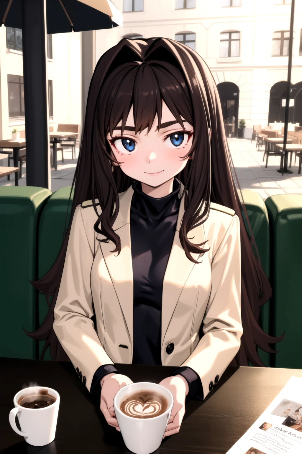 <lora:elisia_valfelto_v0.7:1>
1girl, elisia valfelto, pov, table, cafe, beige jacket, turtleneck, smile, cappuccino \(drink\),, masterpiece, best quality, highly detailed