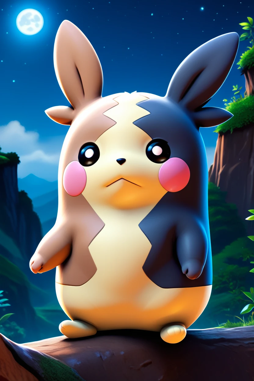 score_9, score_8_up, score_7_up, score_6_up, score_5_up, score_4_up, BREAK morpeko \(full\), pokemon \(creature\),solo, (multicolored skin), black eyes, white pupils, sad, cliff,night,3d, <lora:MorpekoPony:1>