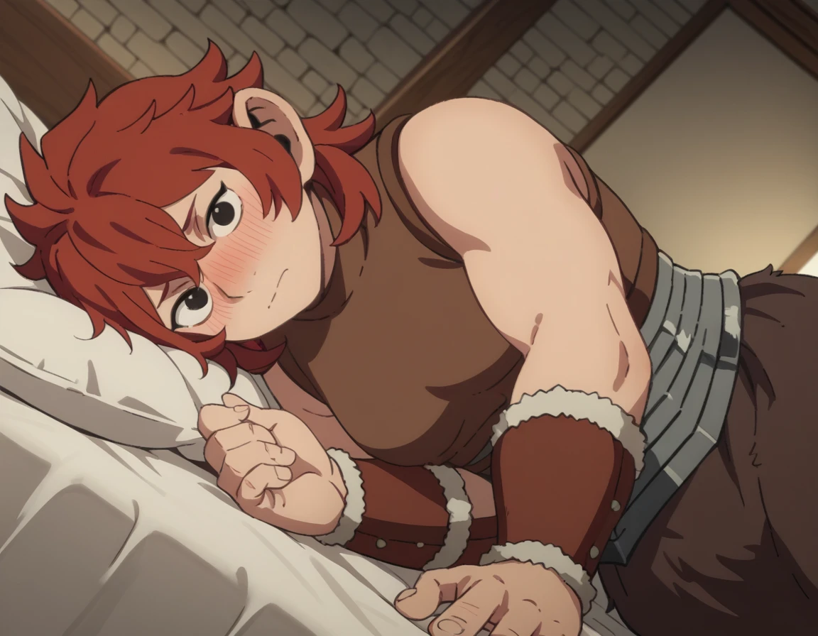 score_9, score_8_up, score_7_up, source_anime,
namari, <lora:namari-s1-ponyxl-lora-nochekaiser:1>,
namari, hair between eyes, red hair, black eyes, medium hair,
sleeveless, armor, turtleneck,
indoors, bed, bed room, on side, blush, drunk,
looking at viewer, solo, cowboy shot, dutch angle,