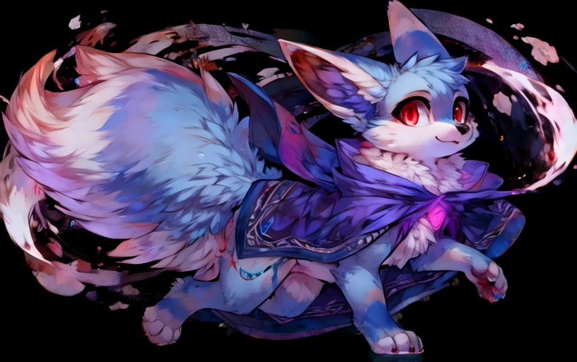 (<lora:Nox_Palworld>,nox (pal),feral,:0.4),(suika-x, :1.1),red eyes,chest_crystal,capelet,periwinkle fur,running,transparent background,