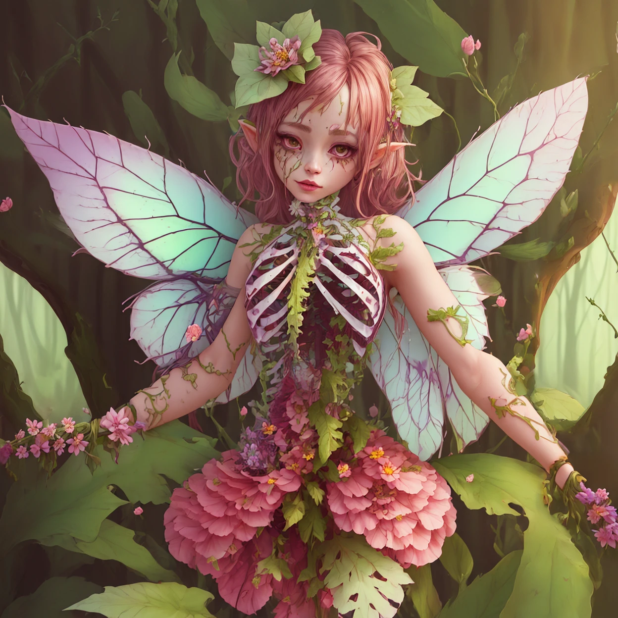 <lora:Candy goreLTE:1> cndyg0re, goo, sliced limbs, exposed ribs, intestines <lora:edgFae_FINAL:0.8> edgFae, flower fairy, edgFae style, wearing edgFae, high quality, high resolution, masterpiece, hd wallpaper