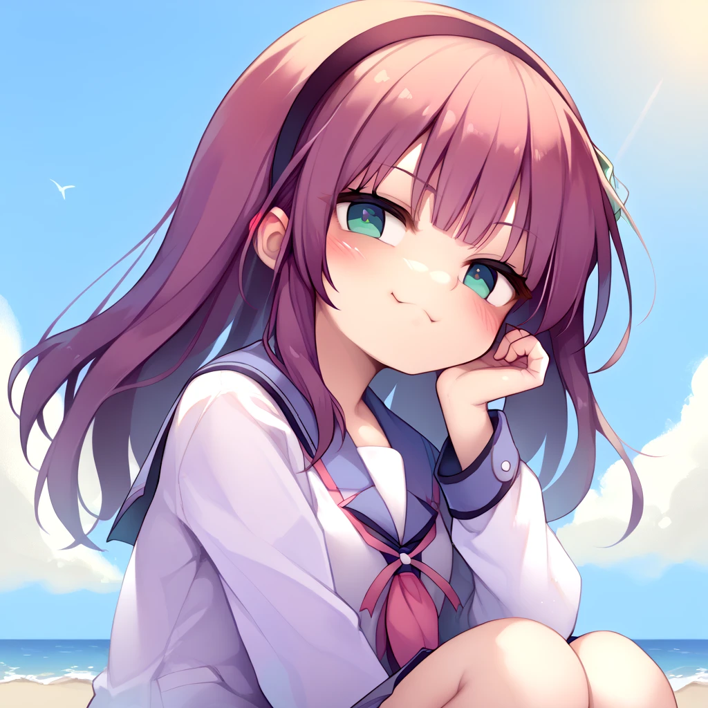 (blush,:1.2), (blank_stare, eye bags, bored face:1.2)
(score_9, score_8_up, score_7_up, source_anime,, :1.2)
<lora:Yuri_train:1>,nakamura yuri,school uniform, 1girl,on the beach, smile,