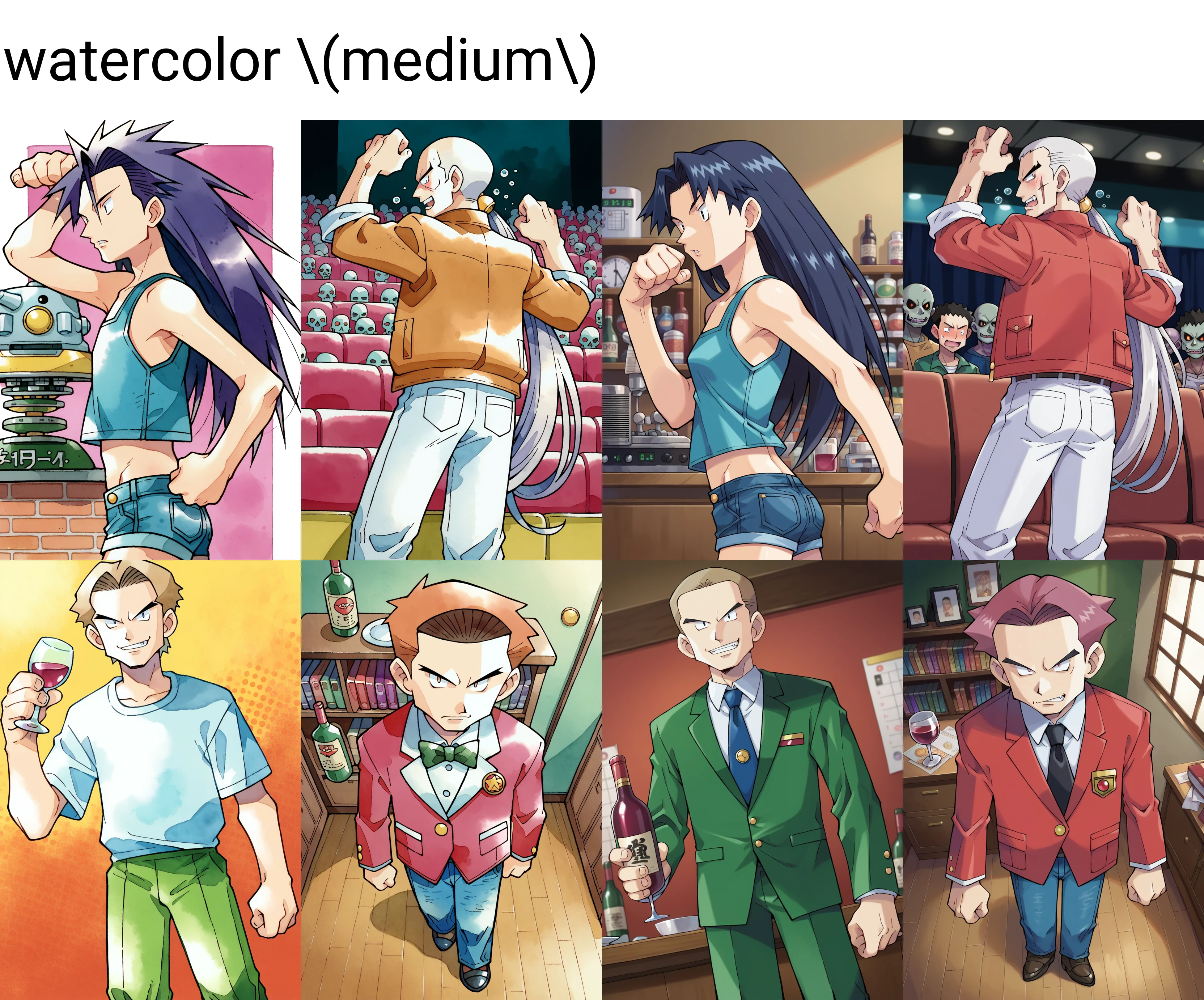 score_9, score_8_up, score_7_up, score_6_up, BREAK ken sugimori,watercolor \(medium\), 1boy,solo,male focus,navy hair, wine eyes, long hair, turquoise blue crop top, pastel denim shorts, archer pose, cooling tower, from side, parted lips, <lora:KenSugimoriPony:1>