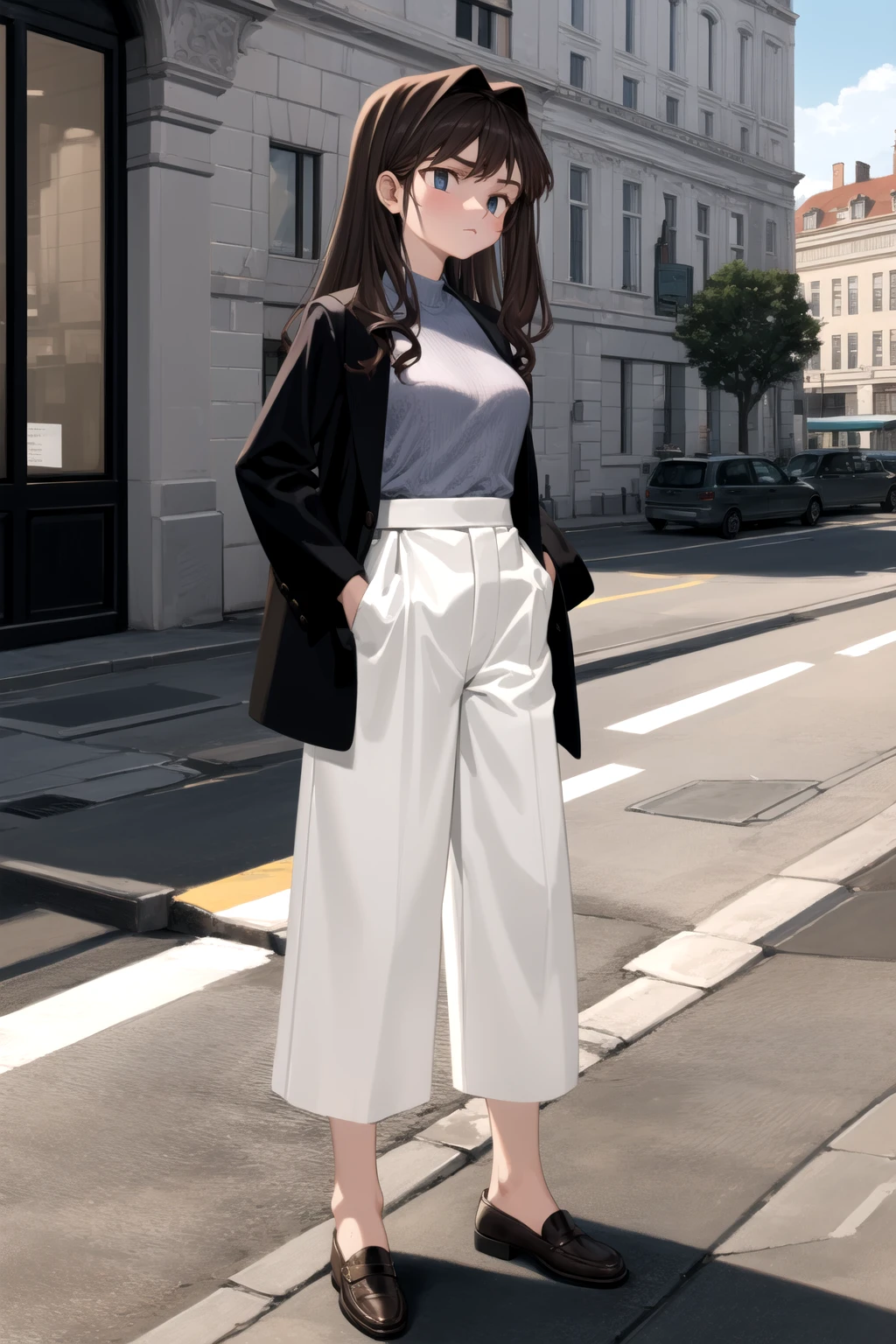 <lora:elisia_valfelto_v0.7:1>
1girl, elisia valfelto, culottes, hands in pockets, loafers, brown footwear, handbag,, masterpiece, best quality, highly detailed