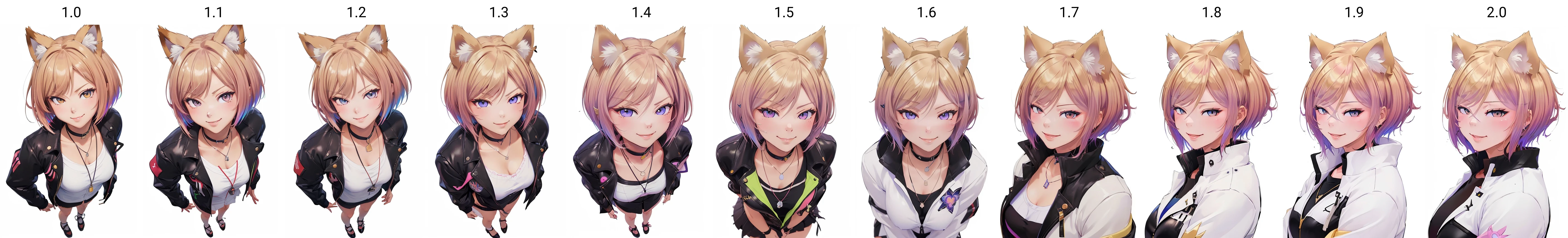 (masterpiece,best quality:1.4), anime, digital art, <lora:yuzne_v1:1.0>, 1girl, close-up, looking at viewer, smile, solo, white background, (yuzne), short hair, multicolored hair, smug, cool, full body, (black jacket)