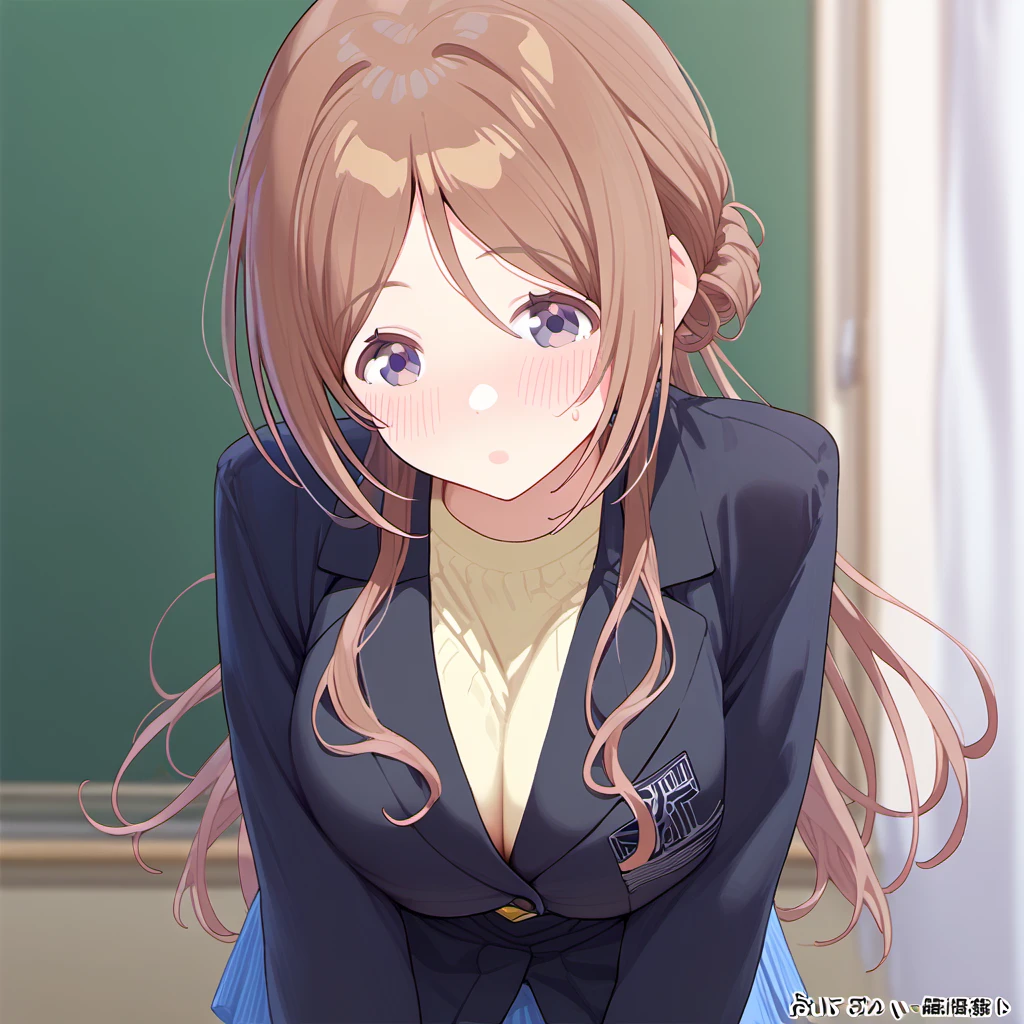 score 9, score 8 up, score 7 up, source anime, 1girl, himesaki_riname, school uniform, black jacket, <lora:gakuen_idolmaster_pony:1>
