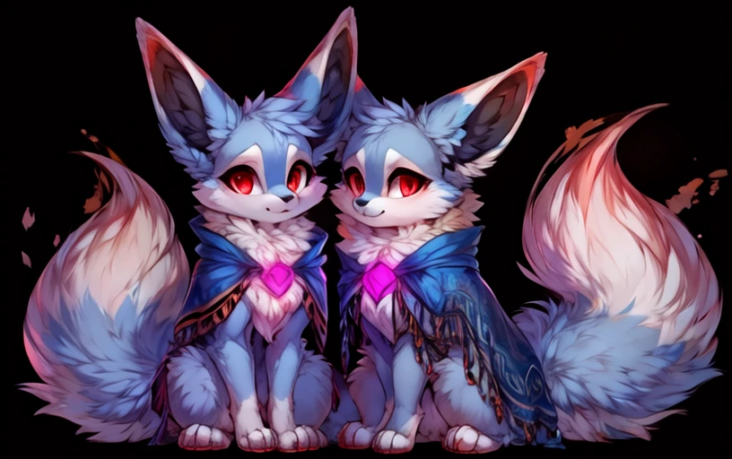 (<lora:Nox_Palworld>,nox (pal),feral,),(suika-x, :1.1),red eyes,chest_crystal,capelet,periwinkle fur,sitting,transparent background,