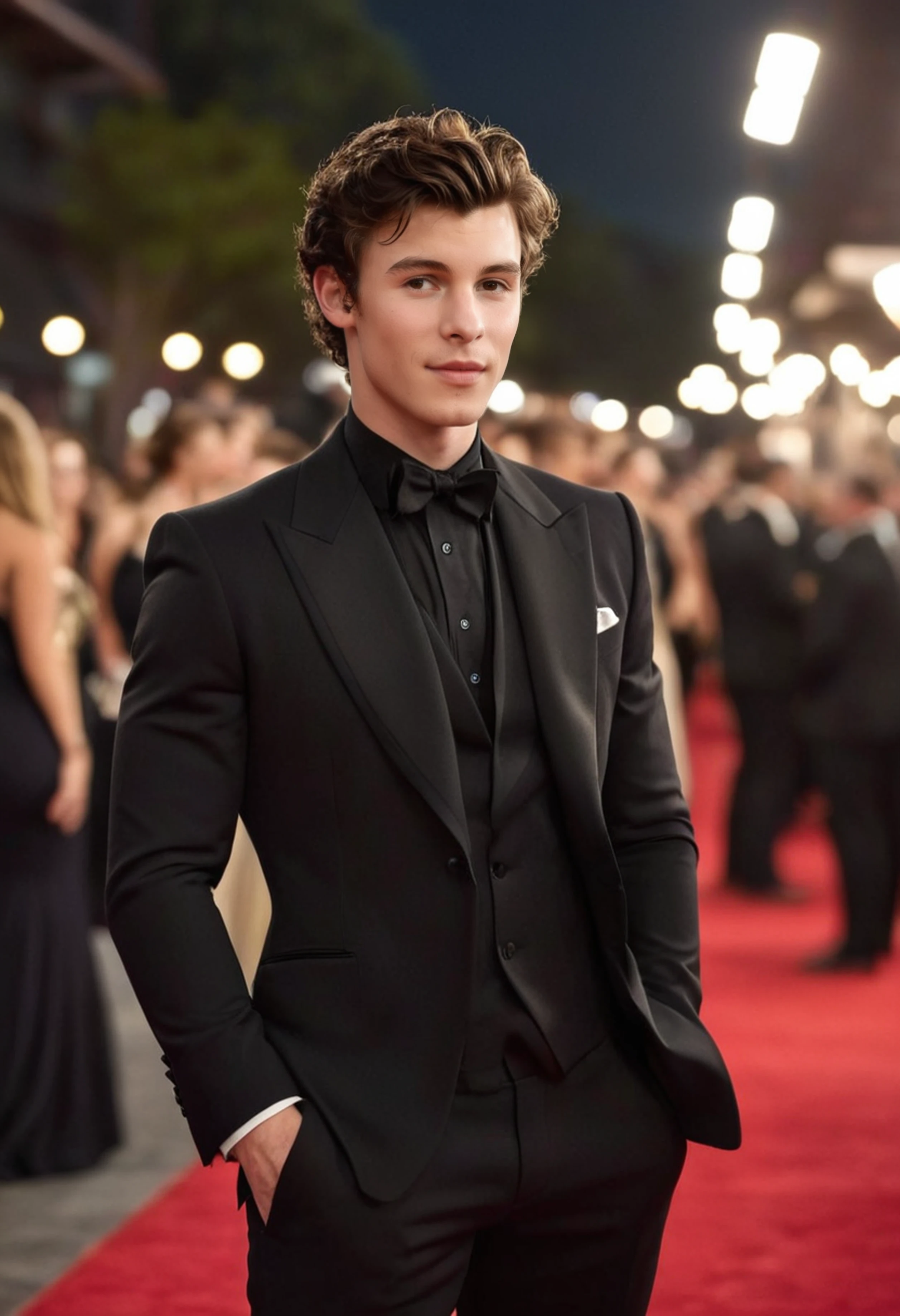 <lora:shawn_mendes_v1_sdxl_1600_lora_f32:1>,, cinematic film still Shawn mendes, tux, red carpet, dynamic pose . shallow depth of field, vignette, highly detailed, high budget, bokeh, cinemascope, moody, epic, gorgeous, film grain, grainy