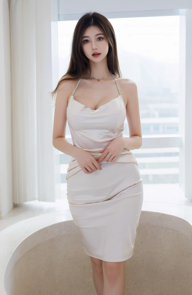 (masterpiece, best quality:1.4),finely detailed,1girl,solo,pale skin,perfect body,standing,(large breasts:1.3),<lora:æ§æç½è²è纱è¿è¡£è£5+ç¾å¥³-000008:0.8>,killer,dress,white dress,(cowboy_shot:1.2),