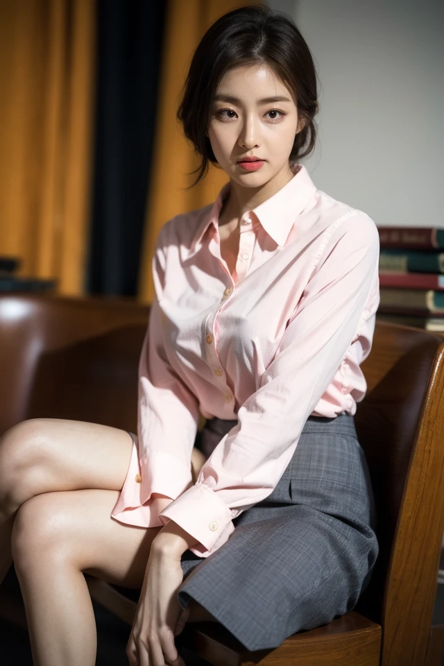 1girl,solo,skirt,shirt,brown hair,white shirt,black skirt,looking at viewer,short hair,feet out of frame,brown eyes,sleeves rolled up,
best quality,masterpiece,illustration,Amazing,finely detail,masterpiece,official art,incredibly absurdres,huge filesize,ultra-detailed,highres,extremely detailed,realistic,blurry background,,<lora:Kang Sora_20240509081436:0.8>